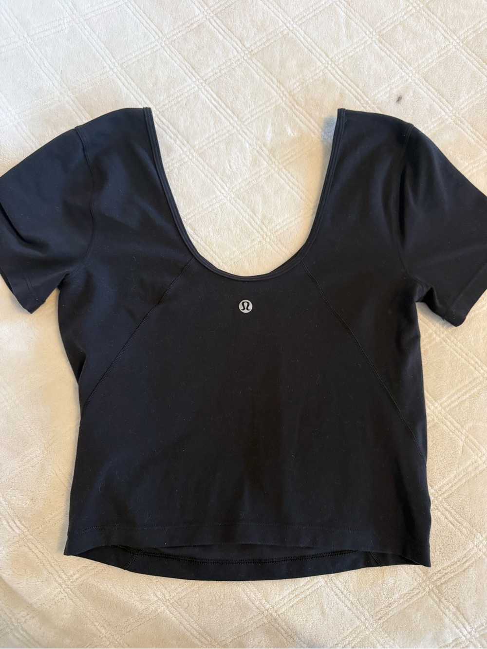 lululemon athletica Black Scoop-Back Crop Tee